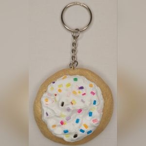 White Frosted Cookie Keychain